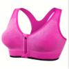 3 Pack Plus Size Sports Bras Set, Women's Plus Front Zipper Padded Soft Comfort Running Yoga Bras 3pcs Set (Blue+Rose Red+Purple,4X-Large) view 2