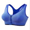 3 Pack Plus Size Sports Bras Set, Women's Plus Front Zipper Padded Soft Comfort Running Yoga Bras 3pcs Set (Blue+Rose Red+Purple,4X-Large) view 3