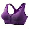 3 Pack Plus Size Sports Bras Set, Women's Plus Front Zipper Padded Soft Comfort Running Yoga Bras 3pcs Set (Blue+Rose Red+Purple,4X-Large) view 4