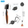 PATIKIL Golf Club Brush with 2.75 Ft Retractable Zip-line, 2 Pack Golf Club Groove Cleaner with Cleaning Tip Nylon and Wire Bristles, Orange view 2