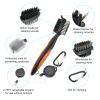 PATIKIL Golf Club Brush with 2.75 Ft Retractable Zip-line, 2 Pack Golf Club Groove Cleaner with Cleaning Tip Nylon and Wire Bristles, Orange view 3