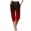 Capri Yoga Pants for Women 2024 Trendy Summer Casual Track Cuff Sweatpants Comfy Jogger for Workout Running Hiking Wine view 1