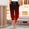 Capri Yoga Pants for Women 2024 Trendy Summer Casual Track Cuff Sweatpants Comfy Jogger for Workout Running Hiking Wine view 2