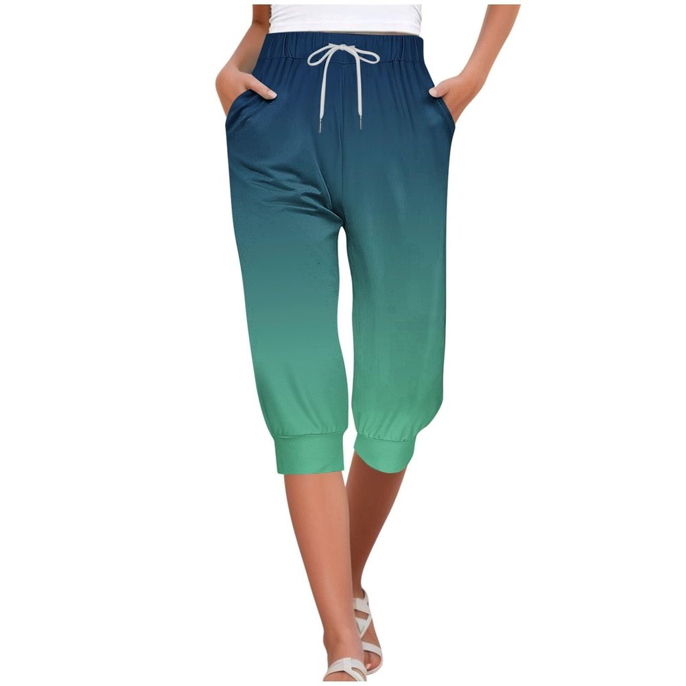 Capri Yoga Pants for Women 2024 Trendy Summer Casual Track Cuff Sweatpants Comfy Jogger for Workout Running Hiking Green