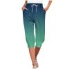 Capri Yoga Pants for Women 2024 Trendy Summer Casual Track Cuff Sweatpants Comfy Jogger for Workout Running Hiking Green view 1