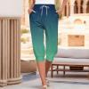 Capri Yoga Pants for Women 2024 Trendy Summer Casual Track Cuff Sweatpants Comfy Jogger for Workout Running Hiking Green view 2
