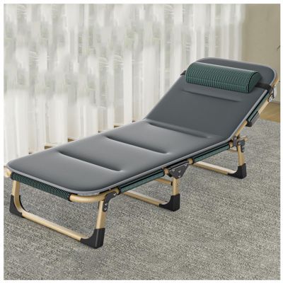 ZTGL Green a,193x68cm, Camping Cot for Adults, Oversized Adjustable 5-Position Folding Chaise Lounge Chair, Ultralight Folding Cot, Portable Recliner with Pillow, Sun Lounger
