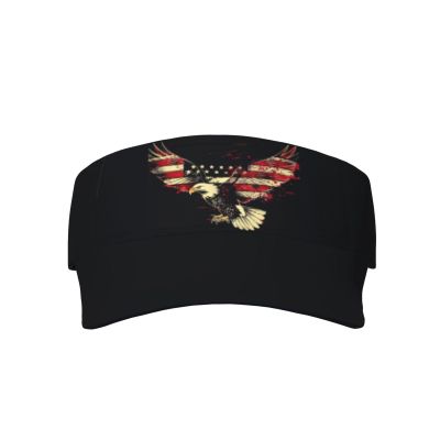 American Eagle Visors Sun Protection Hats for Men Women Patriotic Outdoor Sports Sun Visor Hats Eagle with USA Flag Adjustable Summer Cap