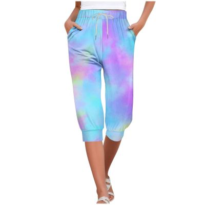 NineFit Basics Capri Yoga Pants for Women 2024 Trendy Summer Casual Track Cuff Sweatpants Comfy Jogger for Workout Running Hiking Purple, X-Large