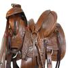 NineFit Basics Western Roping Saddle Ranch Work Pleasure Tooled Leather Trail TACK Set 15 16 17 18 (16 Inch), Brown, 7500WOOD view 1