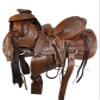 NineFit Basics Western Roping Saddle Ranch Work Pleasure Tooled Leather Trail TACK Set 15 16 17 18 (16 Inch), Brown, 7500WOOD view 2