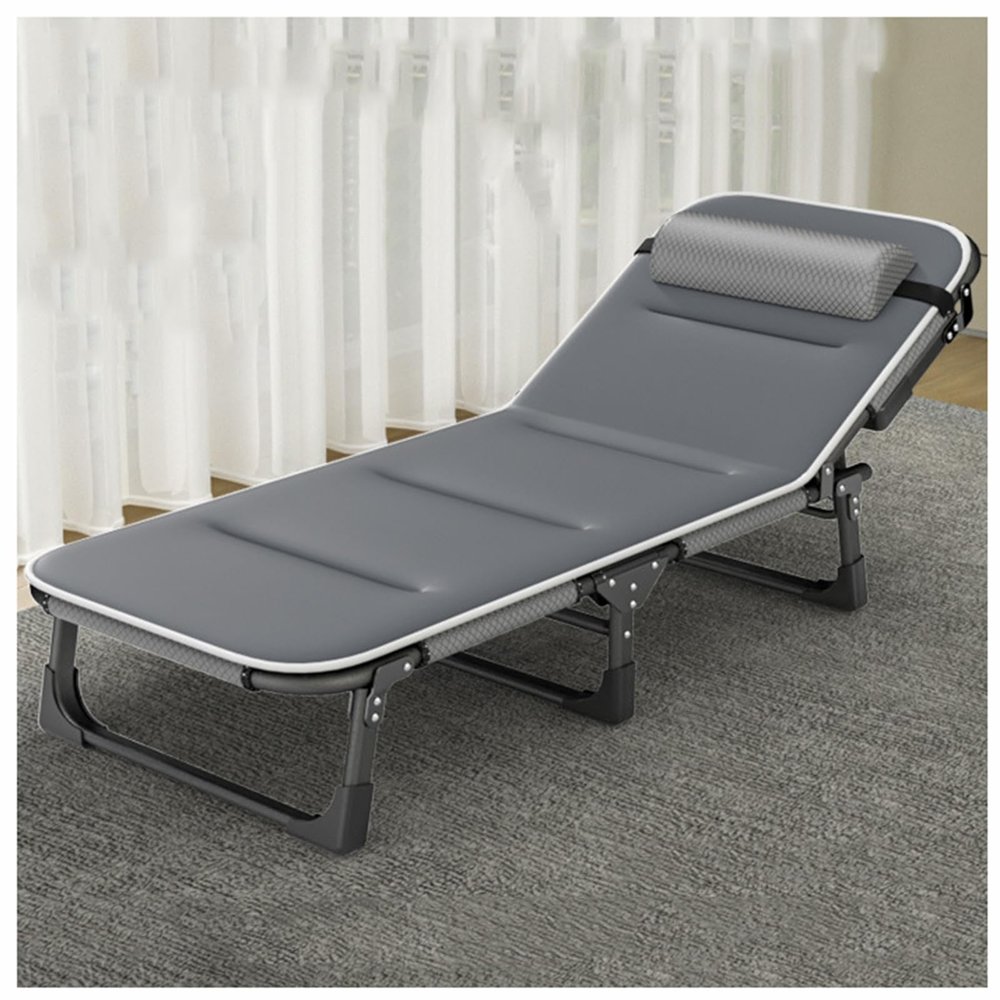 ZTGL Grey a1,193x68cm, Camping Cot for Adults, Oversized Adjustable 5-Position Folding Chaise Lounge Chair, Ultralight Folding Cot, Portable Recliner with Pillow, Sun Lounger