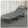 ZTGL Grey a1,193x68cm, Camping Cot for Adults, Oversized Adjustable 5-Position Folding Chaise Lounge Chair, Ultralight Folding Cot, Portable Recliner with Pillow, Sun Lounger view 1