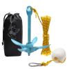 BocBoz Kayak Anchor Boat Anchor for Kayaks, Canoes, SUP Paddle Boards & Jet Skis, Folding Anchor with 40ft Anchor Tow Rope and Carrying Bag- 3.5 lb-Blue view 1
