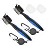PATIKIL Golf Club Brush with 2.75 Ft Retractable Zip-line, 2 Pack Golf Club Groove Cleaner with Cleaning Tip Nylon and Wire Bristles, Blue view 1
