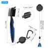 PATIKIL Golf Club Brush with 2.75 Ft Retractable Zip-line, 2 Pack Golf Club Groove Cleaner with Cleaning Tip Nylon and Wire Bristles, Blue view 2