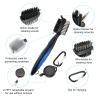 PATIKIL Golf Club Brush with 2.75 Ft Retractable Zip-line, 2 Pack Golf Club Groove Cleaner with Cleaning Tip Nylon and Wire Bristles, Blue view 3