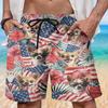 Patriotic Chihuahua Mens Swim Trunks - Amreican Tropical Hawaiian Mens Shorts - Summer Drawstring Beachwear Shorts Series 71 Size S view 2