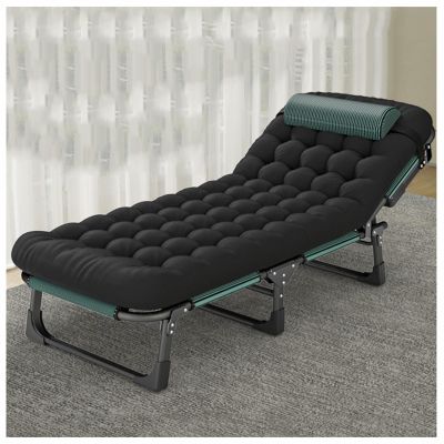 ZTGL Green c1,193x68cm, Camping Cot for Adults, Oversized Adjustable 5-Position Folding Chaise Lounge Chair, Ultralight Folding Cot, Portable Recliner with Pillow, Sun Lounger