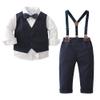 Boarnseorl Baby Boys Gentleman Outfits Pants Sets, Infant Long Sleeve Shirt + Pants + Bow Tie + Suspenders+Vest,2-3Y view 1