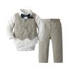 Boarnseorl Baby Boys Gentleman Outfits Pants Sets,Infant Shirt + Pants + Bow Tie + Vest,12-18M view 1