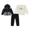 Calvin Klein Baby Boy's 3-Piece Fleece Set, Sweatshirt, Shirt and Joggers, Molo Teal/Castor Gray/Nautical Stone/Deep Black, 12 Months view 1