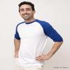 JOANOVA Clo Men's Casual Raglan 3/4 Sports Baseball Jerseys T Shirt White/Royal Blue 2X-Large view 2
