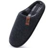 COFACE Unisex Mens Womens Cozy Memory Foam Scuff Slippers Casual Slip On Warm House Shoes Indoor/Outdoor Felt Sandal Slipper size 9 Black view 1
