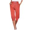 NineFit Basics Capri Yoga Pants for Women 2024 Trendy Summer Casual Track Cuff Sweatpants Comfy Jogger for Workout Running Hiking Orange, Medium view 2