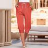 NineFit Basics Capri Yoga Pants for Women 2024 Trendy Summer Casual Track Cuff Sweatpants Comfy Jogger for Workout Running Hiking Orange, Medium view 3