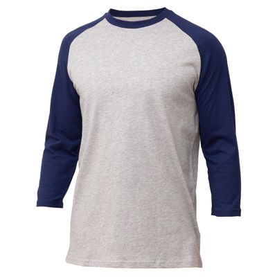 JOANOVA Clo Men's Casual Raglan 3/4 Sports Baseball Jerseys T Shirt Heather Grey/Navy Medium