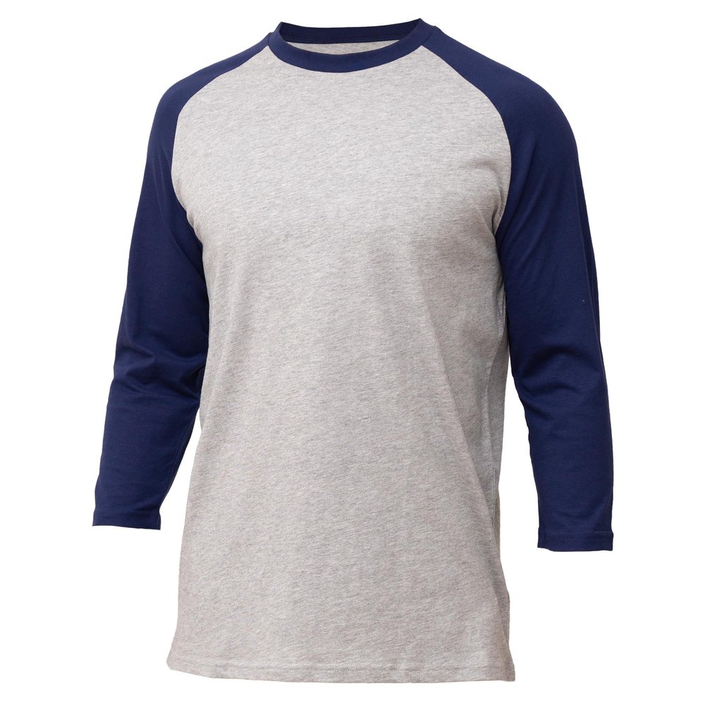 JOANOVA Clo Men's Casual Raglan 3/4 Sports Baseball Jerseys T Shirt Heather Grey/Navy Medium