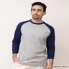 JOANOVA Clo Men's Casual Raglan 3/4 Sports Baseball Jerseys T Shirt Heather Grey/Navy Medium view 2