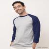 JOANOVA Clo Men's Casual Raglan 3/4 Sports Baseball Jerseys T Shirt Heather Grey/Navy Medium view 3