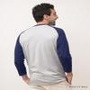 JOANOVA Clo Men's Casual Raglan 3/4 Sports Baseball Jerseys T Shirt Heather Grey/Navy Medium view 4