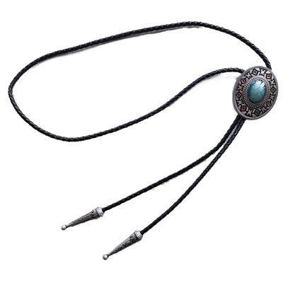 ARTICAL HEART Vintage Silver Western Pattern Enamel Rodeo Cowboy Cowgirl Bolo Tie