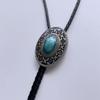 ARTICAL HEART Vintage Silver Western Pattern Enamel Rodeo Cowboy Cowgirl Bolo Tie view 4