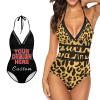 Custom Swimsuit Women Swimsuits Design Image Text Bathing Suits Sexy Swimwear High Waisted Bikini V Neck One-Piece view 1