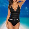 Custom Swimsuit Women Swimsuits Design Image Text Bathing Suits Sexy Swimwear High Waisted Bikini V Neck One-Piece view 4