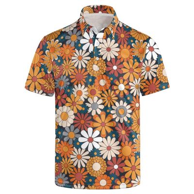 Collemet Mens Golf Shirt Short Sleeve Vintage Geometric Floral Casual and Comfortable Performance Clothes for Everyday Wear S