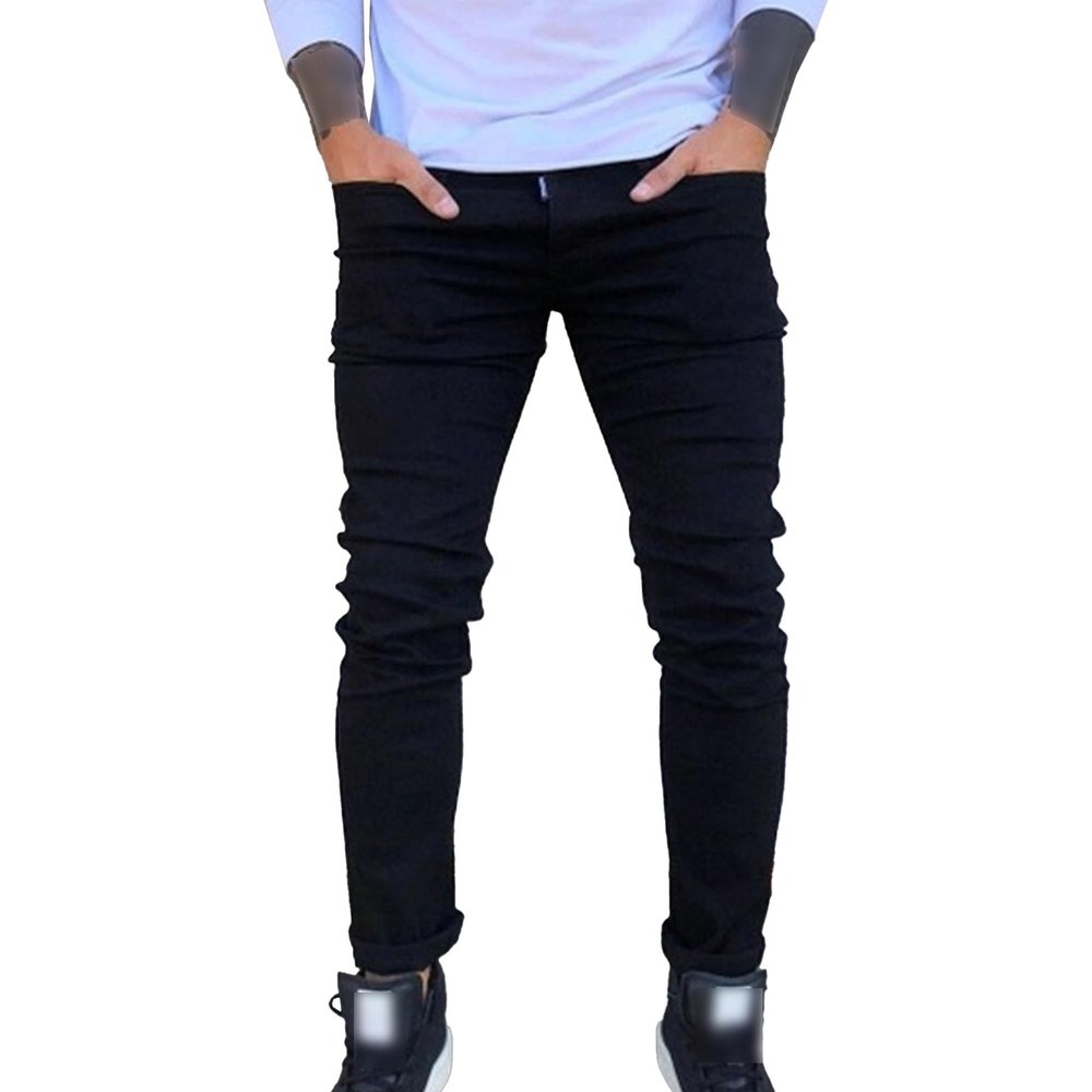 SWJGLITTR Men's Tapered Zipper Jeans Big Tall Relaxed Straight Denim Pants Athletic Slim Fit Taper Jean (Black,34)