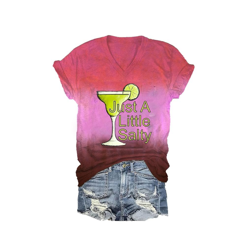 MOGUI Just A Little Bit Salty Sweatshirt Just A Little Bit Salty Tshirt Maui Turtle Tshirt Funny Saying Print Cute Graphic Tee Shirt Casual Loose Top Pink, 4X-Large