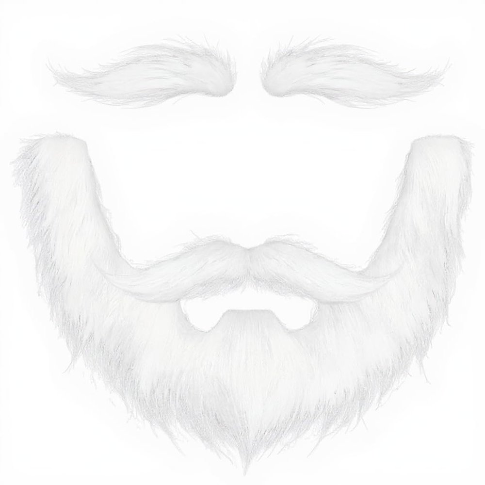 Fake Mustache Set Fake Beard Material Mustaches for Costume and Halloween Festival Party (WhiteMustache and Eyebrow)