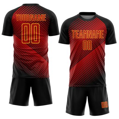 Custom Soccer Jersey Printed Name Number Logo, Red Black Yellow Athletic Shirts for Men Women Youth Soccer Shirt Sports Fan Jerseys