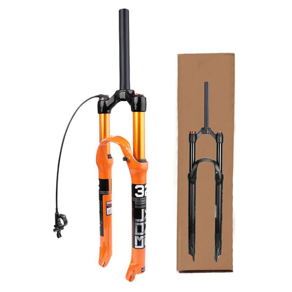 ZECHAO Magnesium Alloy Bike Suspension Fork,Mountain Air Fork 120mm Straight Tube Wire Control Shock Absorber Spring Front Fork(Size:26inch)