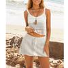 HANMAX Women's Summer 2 Piece Set Hollow Out Crochet Knit Sleeveless Crop Top and Mini Skirt Dress Cover Up Outfits view 2