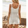 HANMAX Women's Summer 2 Piece Set Hollow Out Crochet Knit Sleeveless Crop Top and Mini Skirt Dress Cover Up Outfits view 3