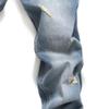 Men's Straight Vintage Buttons Jeans Big Tall Slim Fit Distressed Jean Streetwear Destroyed Denim Pants (Blue,34) view 2