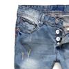 Men's Straight Vintage Buttons Jeans Big Tall Slim Fit Distressed Jean Streetwear Destroyed Denim Pants (Blue,34) view 4