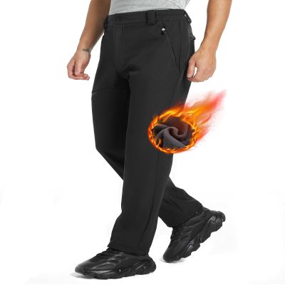 wantdo Men's Fleece Lined Pants Waterproof Insulated Ski Snow Pant Black S
